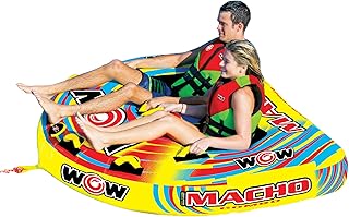 Wow Sports – Macho Combo Towable Tube for Boating – Multiple Riding Positions – 1-2 Person 340 lbs Capacity – Inflatable B…