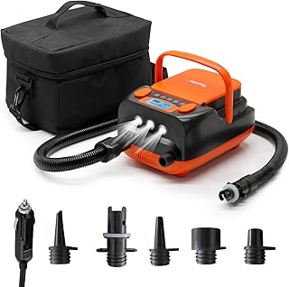 Tuomico Rechargeable Paddle Board Pump 16PSI Sup Air Pump with Battery,Electric Portable ISUP Pump for Inflatable Boat,Kay…