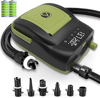 Crew & Axel Rechargable Electric Paddle Board Pump (Wireless) – (20PSI, 12V) Portable Air Compressor Also for Inflatable S...