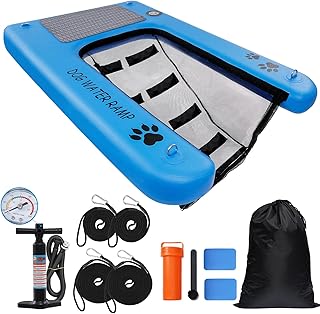 LUFFWELL Extra Large Inflatable Pup Plank for Boat,Dog Pool Ramp Water Ladder Dogs Up to 220lbs Easy Access Lake,Dock & Po...