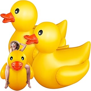 Hungdao 2 Pack Inflatable Duck Float Giant Inflatable Duck Pool Float Huge Blow up Ducks Easy to Inflate Large Duck Pool f...