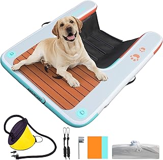 Inflatable Dog raft ramp, Water Sports Floating Platform, Swimming Pool Floating Ladder, Boat Dock ramp Ladder, Water Dog ...