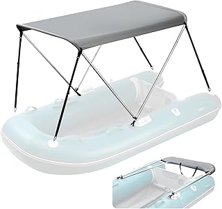DockMoor Bimini Top for Inflatable Boat Aluminum Boat (Width 3.3-4.6 ft),2 Bow Sun Shade Canopy Accessories 63